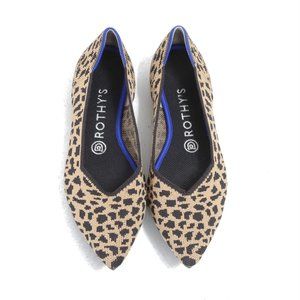 Rothys The Point Leopard Print Pointed Toe Slip on Flat Shoes